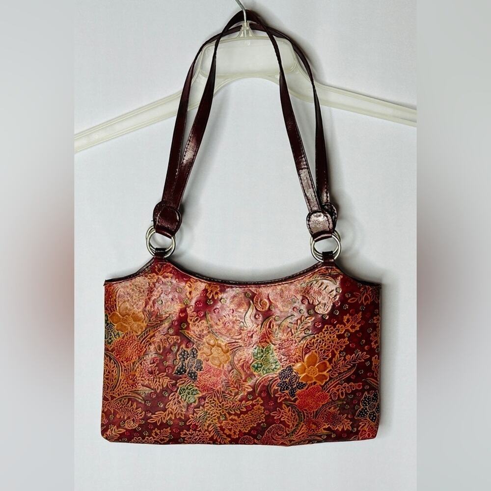 Express Floral Embossed-Style Shoulder Bag – Unique Boho Chic, 12.5" - Picture 3 of 5